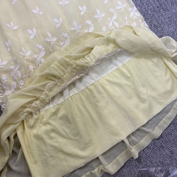 Vintage Peggy Barker Dress Womens Small Yellow Embroidered Lace Babydoll 70s - Picture 6 of 14